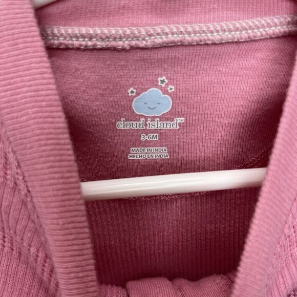 Cloud Island | Pink Textured Footie Ruffle Pajamas Zipper Girls 3-6 Months - Picture 3 of 6